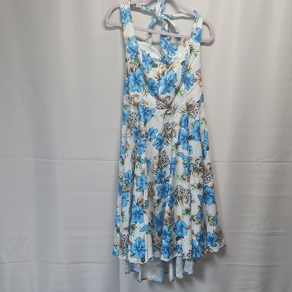 Grace Karin Floral Blue and White Halter Dress NWT